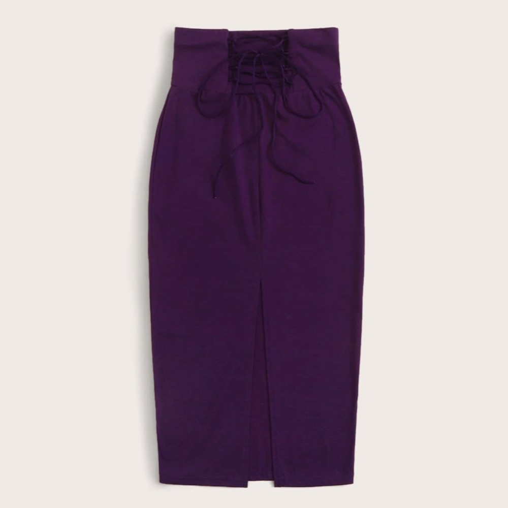 Lace Up Waist Purple Skirt